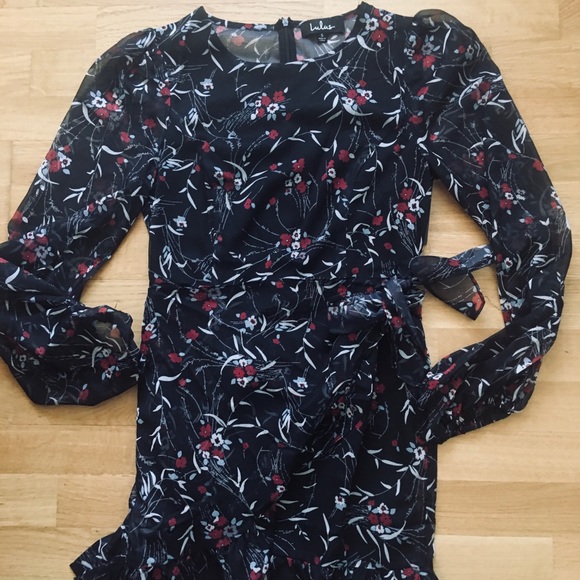 Lulu’s Petal Black Floral Print Chiffon Dress - Picture 5 of 7
